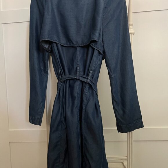 BNWT Zara Lyocell Basic Denim Couture Belted Trench Sashay Duster (S) - Picture 8 of 10